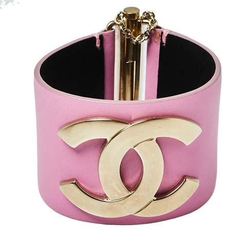 chanel pink leather cuff|chanel cufflinks.